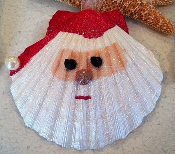 Holiday Seashell Santa Ornament  
