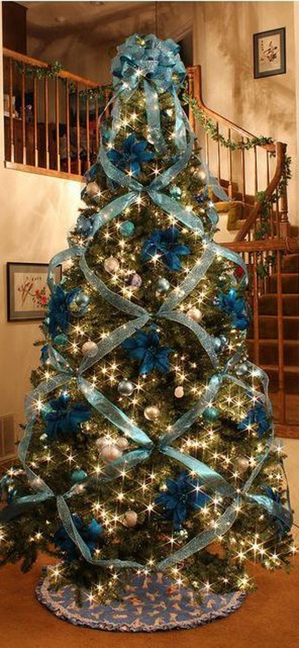Beautiful Christmas Tree Decorating  with  Cross Ribbon 
