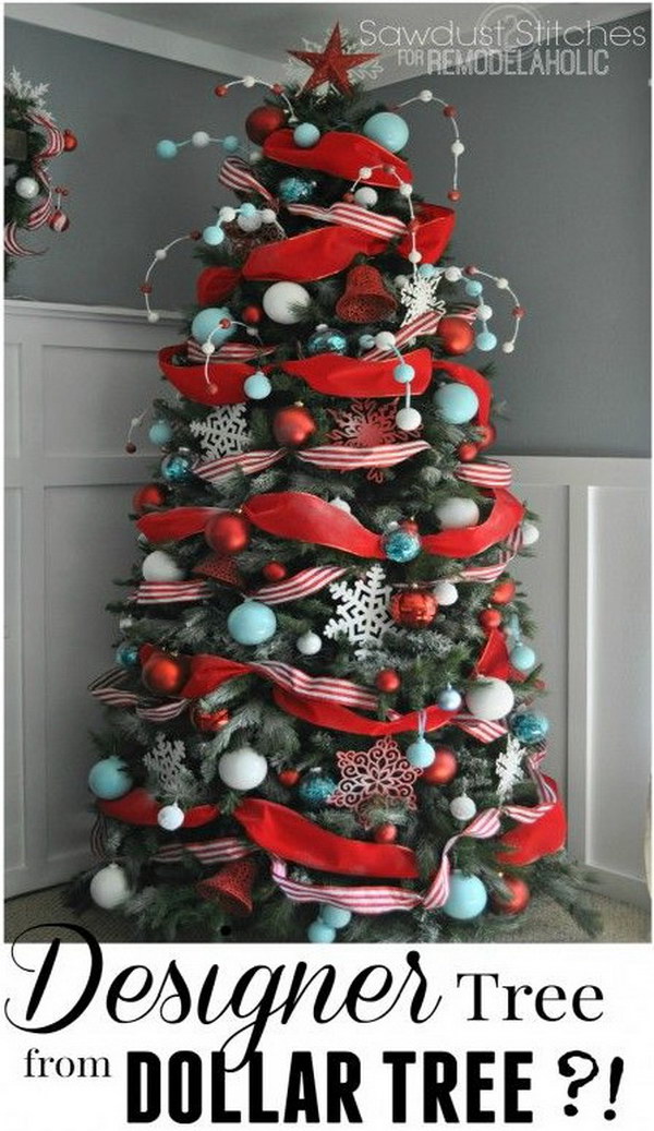 Designer-Look Christmas Tree Using Dollar Store Supplies 