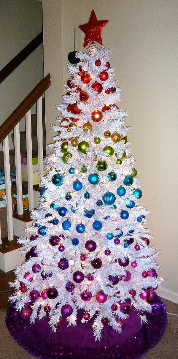 Gradient Rainbow Inspired White Christmas Tree 