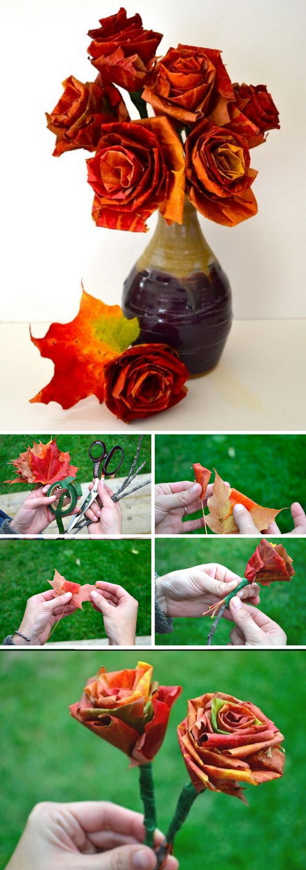 DIY Autumn Leaf Bouquet. 