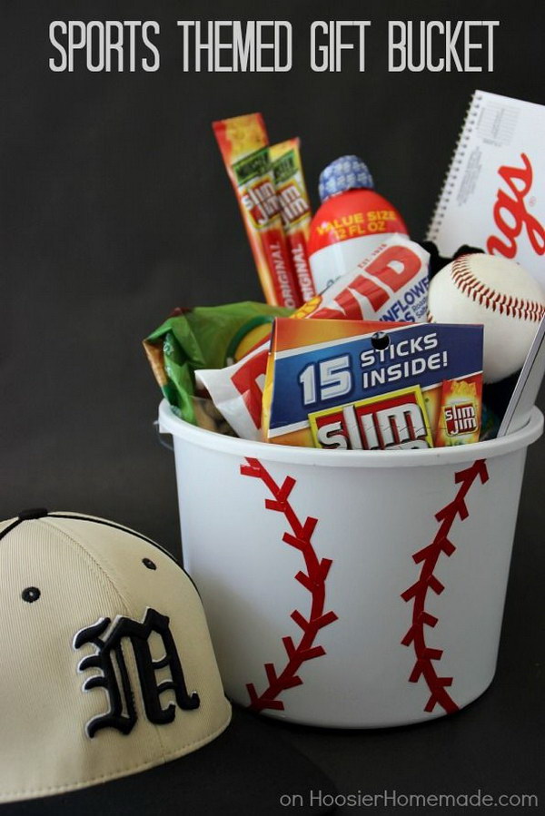 Sports Themed Gift Bucket. 