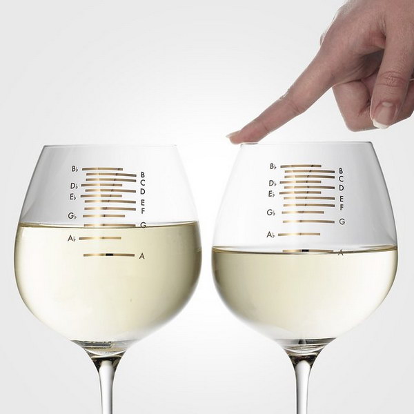 Musical Wine Glasses. Knock the glass to hear music ring out. Perfect gift idea for music and wine lovers!