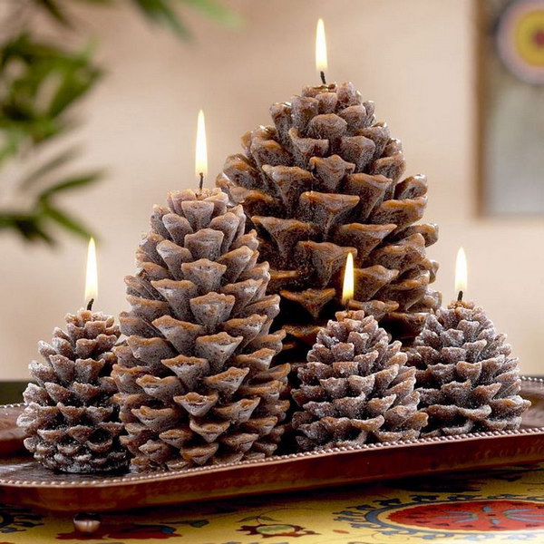 DIY Pine Cone Candles 