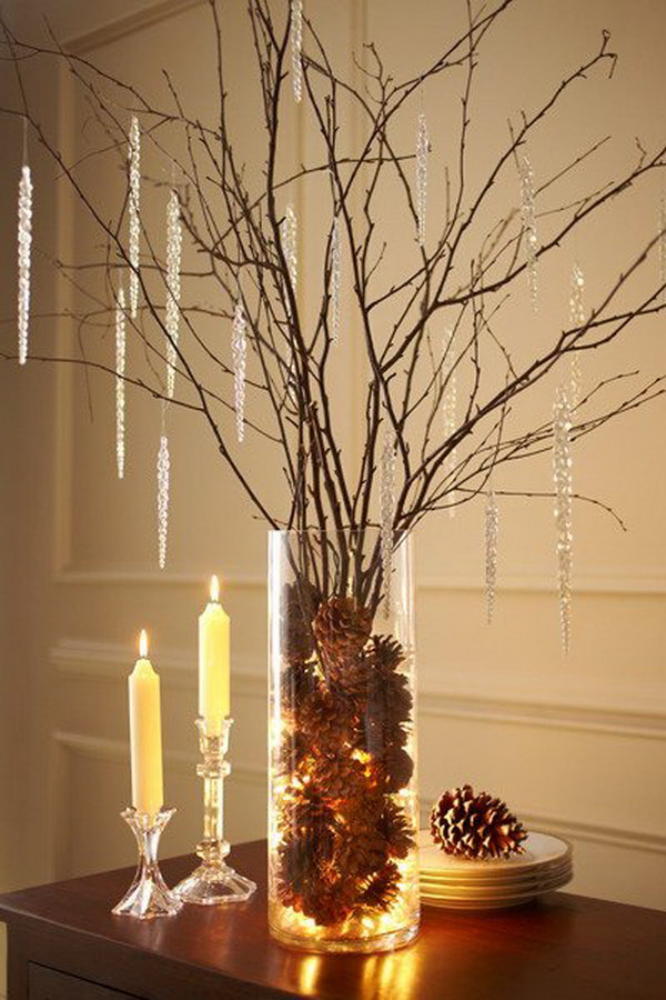 Pinecone and Birch Branch Centerpiece 
