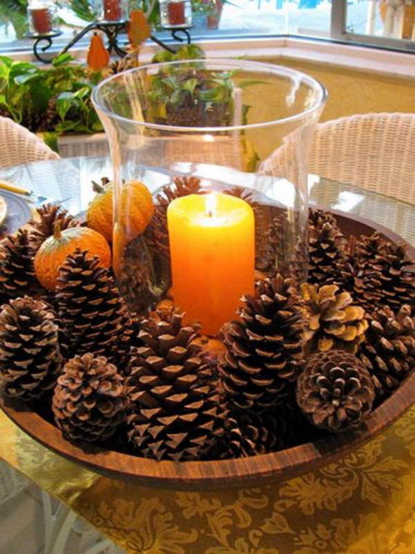 Pinecone Candle Table Setting 