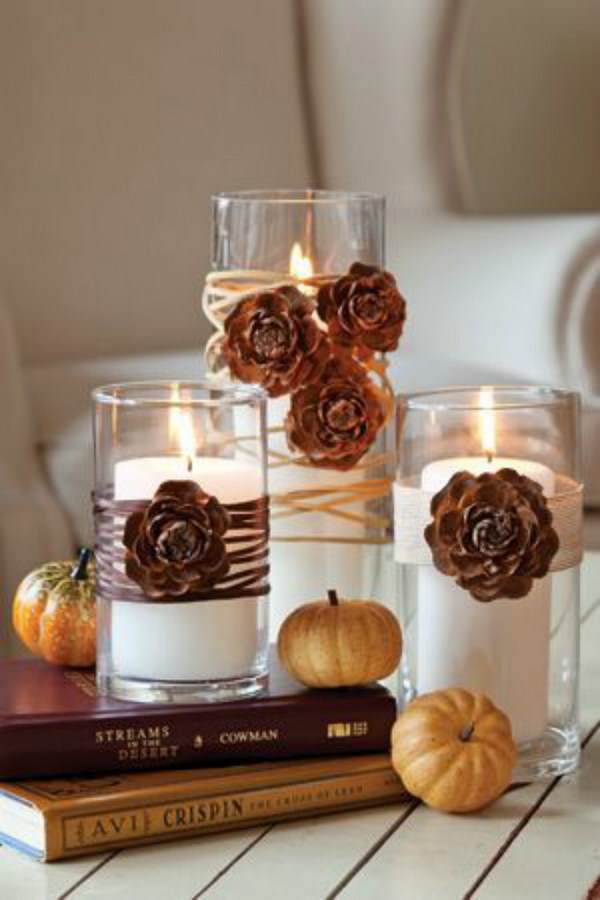 Pinecone Thanksgiving Candles 
