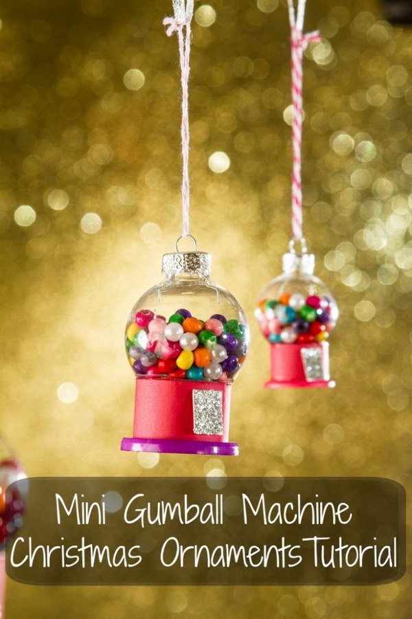 Mini Gumball Machine Christmas Ornament. 