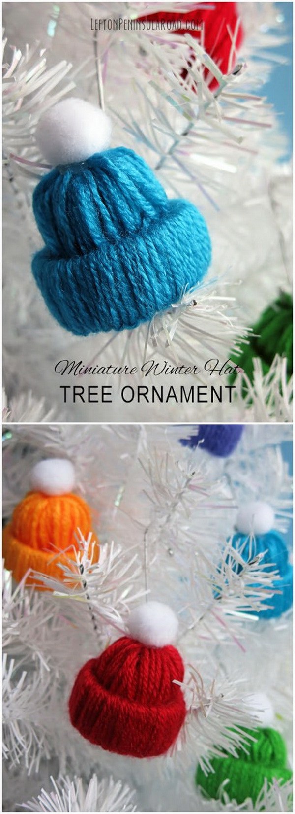 IY Cute Yarn Hat Christmas Ornaments. 