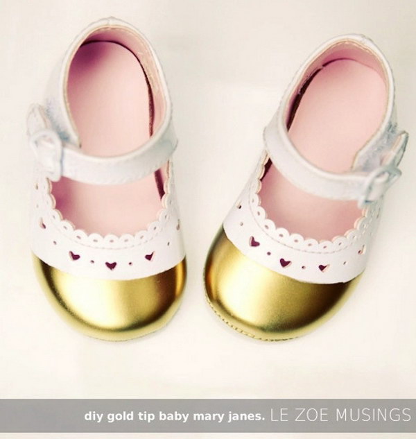 DIY Gold Tip Baby Mary Janes 