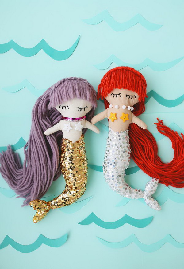 Easy DIY Mermaid Plush Dolls with Downloadable Pattern 