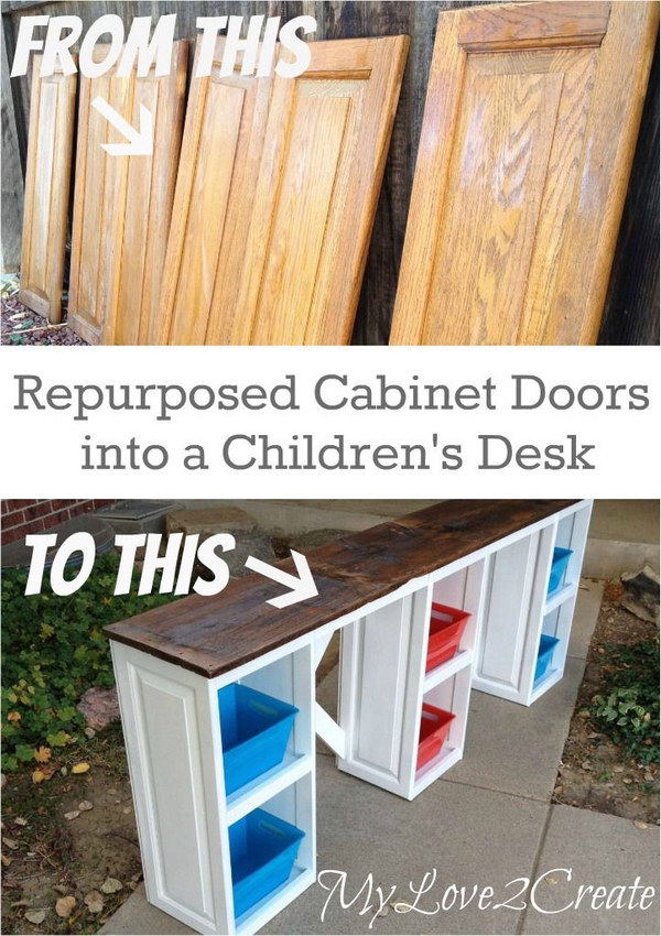 Turn Old Cabinet Doors into a Desk 