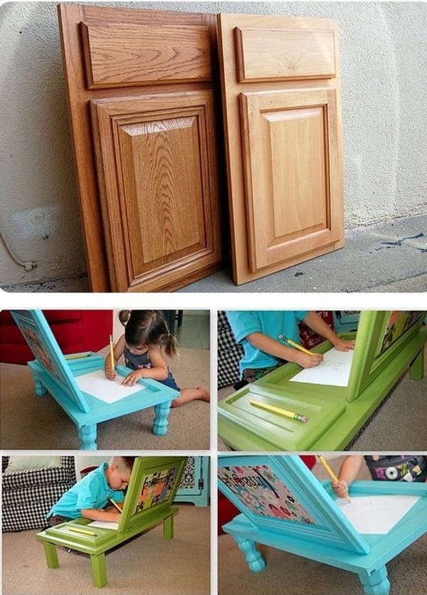 Cupboard Doors Turned into a Child's Arts and Crafts Table 