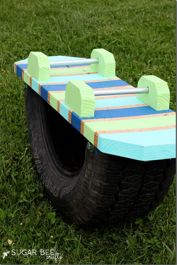 Teeter Totter Made out of an Old Tire 