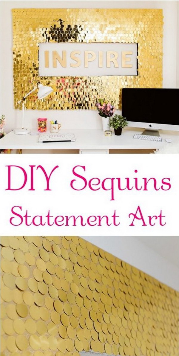 DIY Gold Sequins Wall Art 