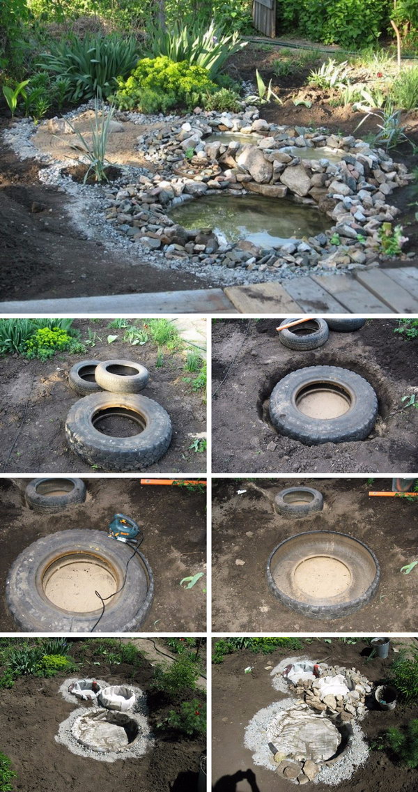 Create a Garden Pond with Recycled Tires  