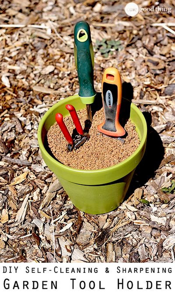 Make a Self-Cleaning and Self-Sharpening Garden Tool Holder 