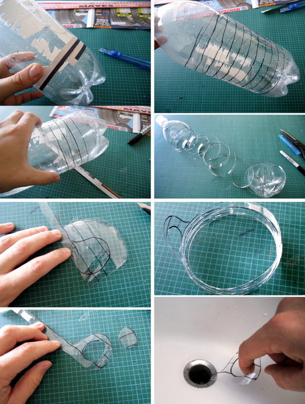 Recycled Drain De-clogger Made From A Plastic Bottle. 