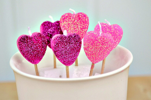 Heart-Shaped Lollipop Candles 