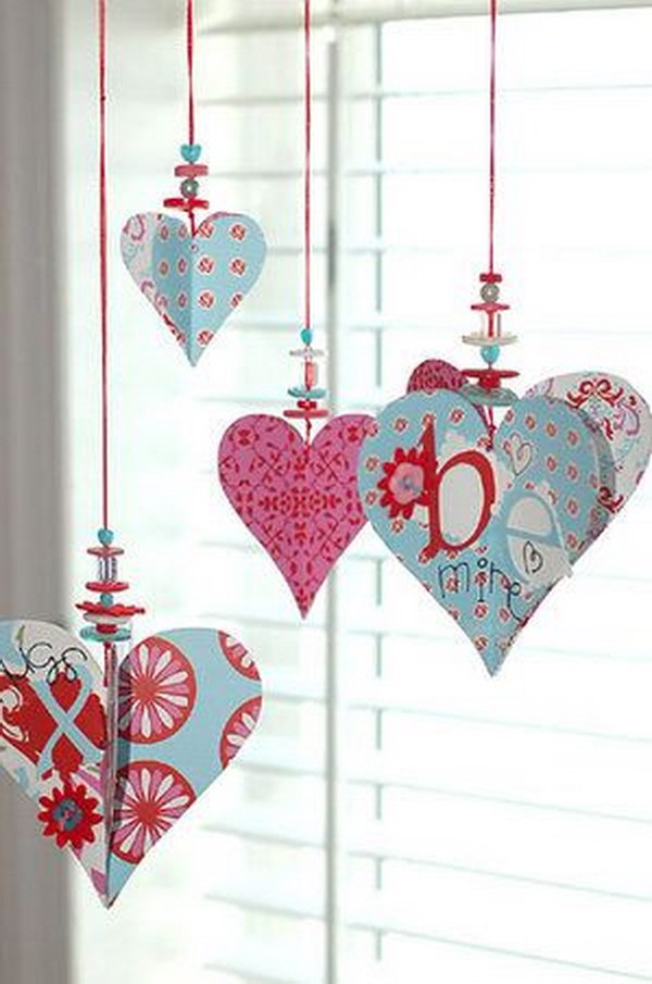 Heart Ornaments with Beads 