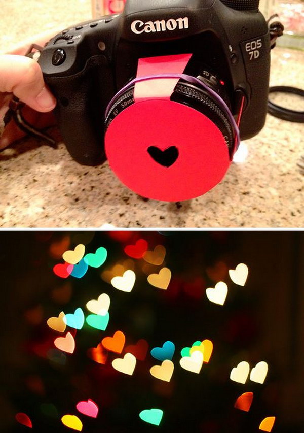 Valentine's Day Photography DIY : Hearts Bokeh Lens Hood  
