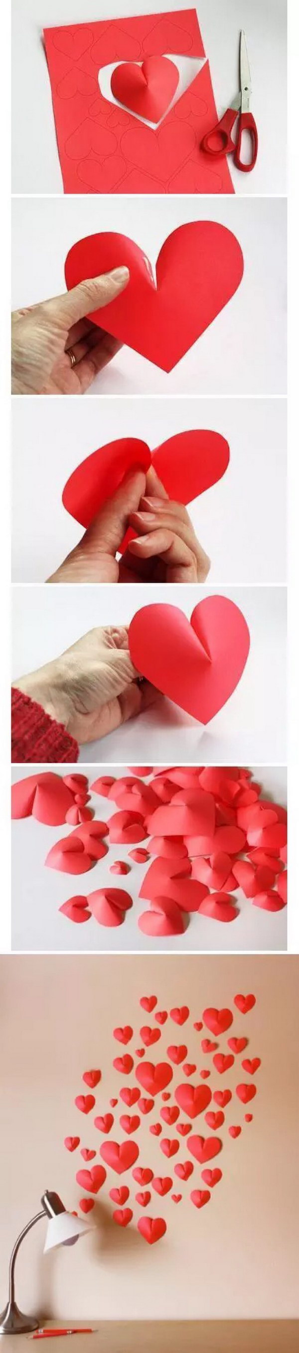 3D Paper Heart Valentine's Day Wall Decor 