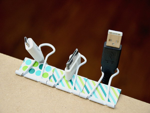 Paper clips are not just intended to staple your college essays. Use them to keep cords easy to find on a desk or nightstand. 