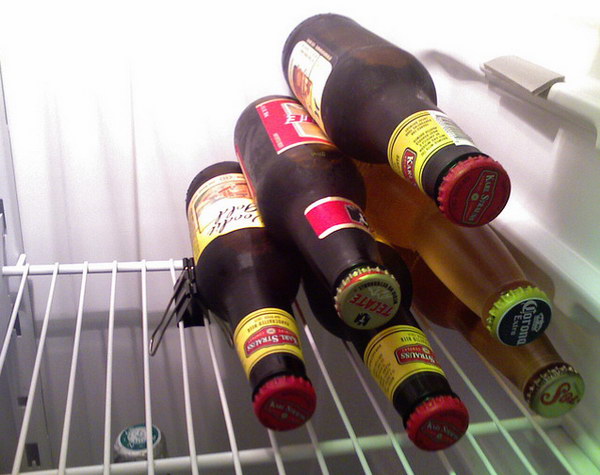 Use A Binder Clip To Keep Beer Stacked. 