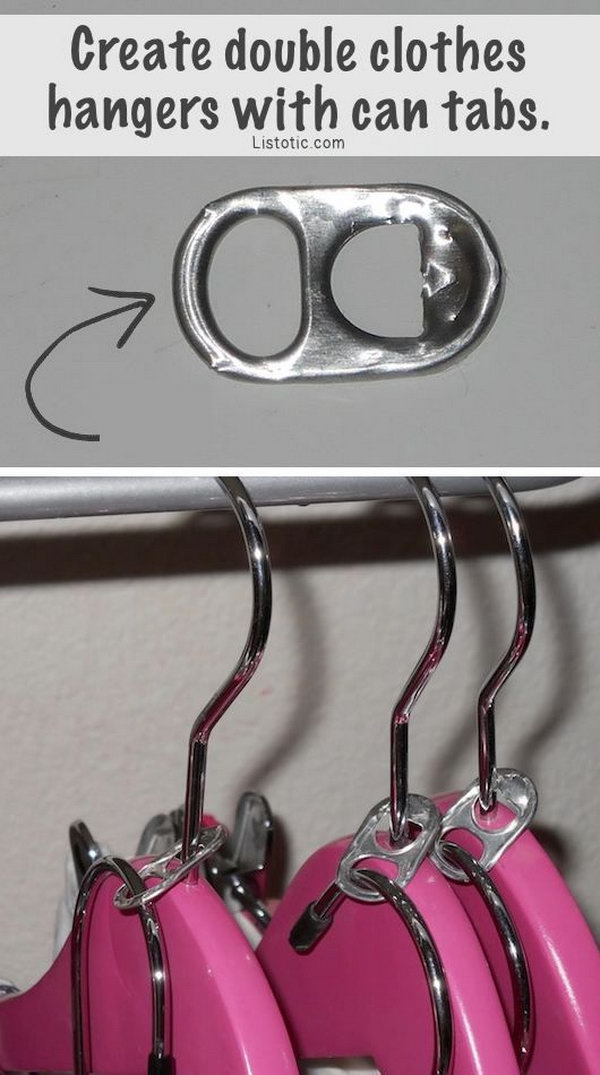 Use Soda Can Tabs To Save Your Closet Space. 