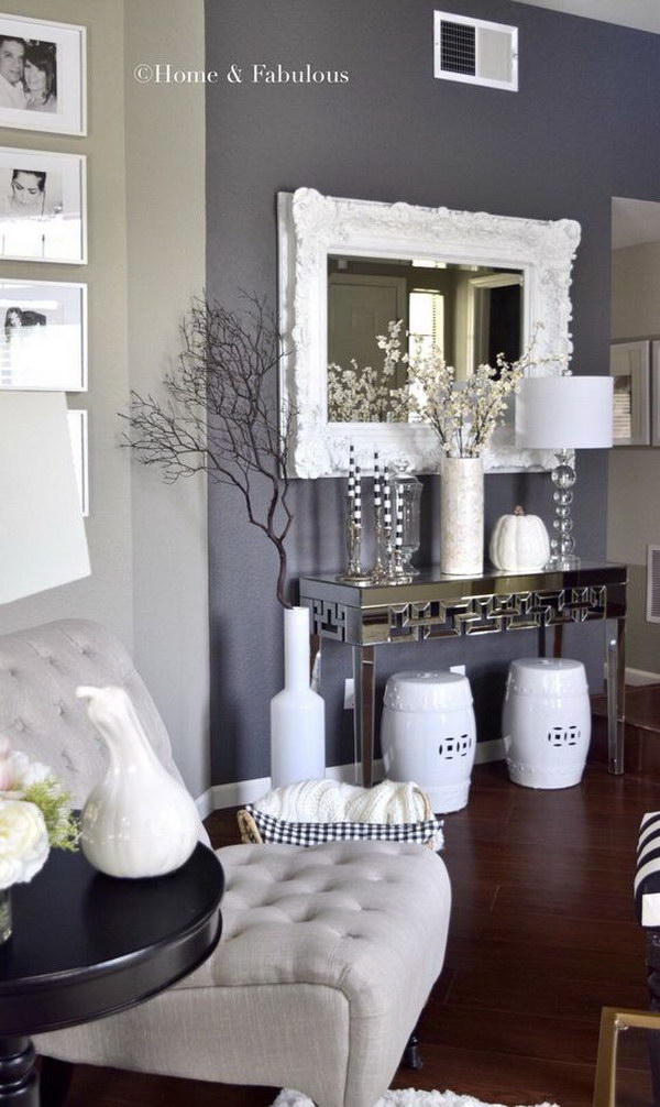 Gray Painting Wall Living Room. 