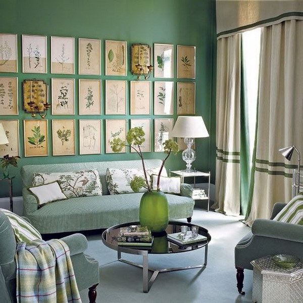 Emerald Green Painting Walls In Living Room. 