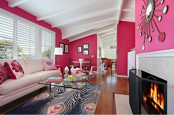Hot Pink Painting Living Room. 
