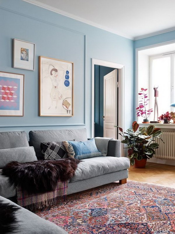 Pale Blue Living Room. 