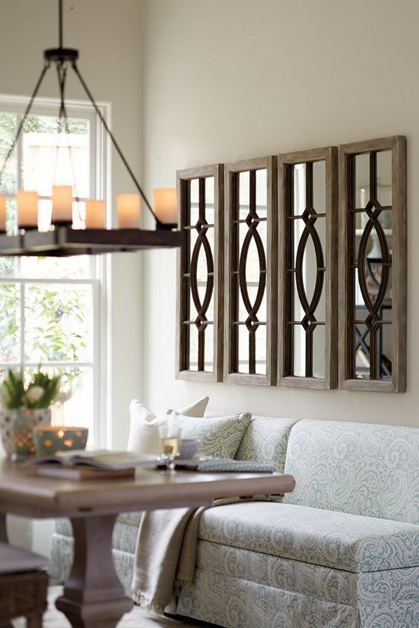 Multiple Transom Mirrors for Living Room Decoration. 