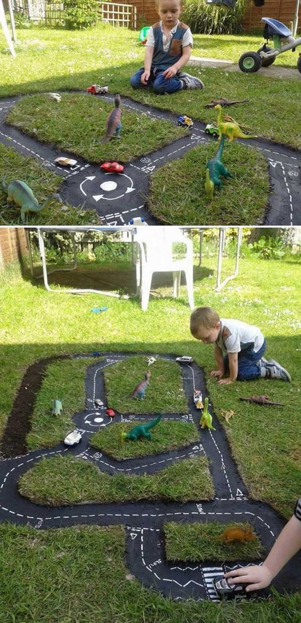 Backyard DIY Race Car Track. 