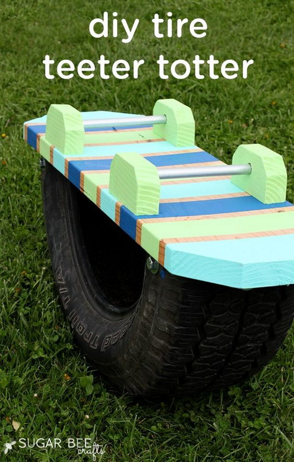 DIY Tire Teeter Totter. 