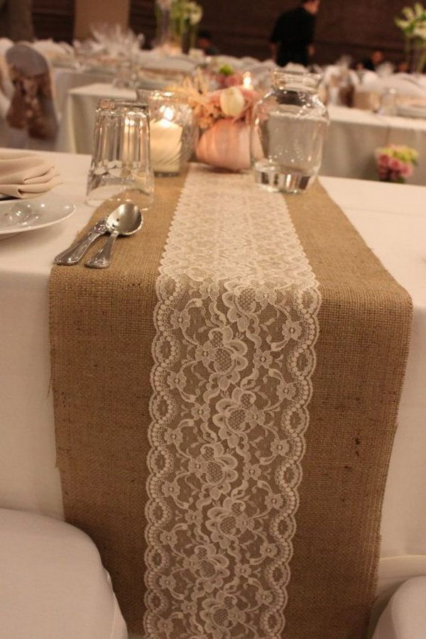 DIY Burlap and Lace Table Runners