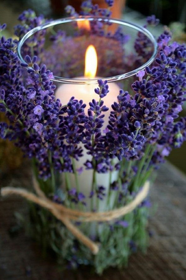 DIY Rustic Wedding Lavender Candle Holder 