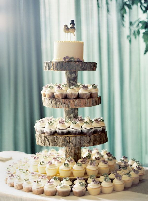 Rustic Wedding Tree Stump Cupcake Stand  