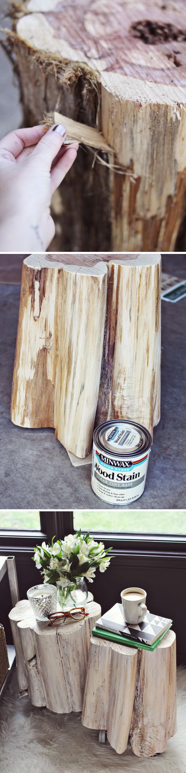 Rustic Tree Stump Side Tables. 