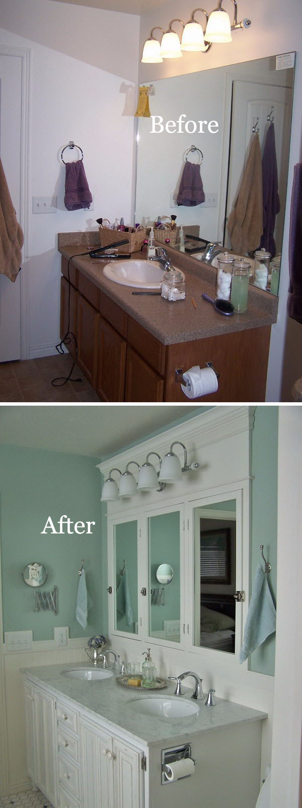 Master Bathroom Remodel With Blue Painted Walls. 