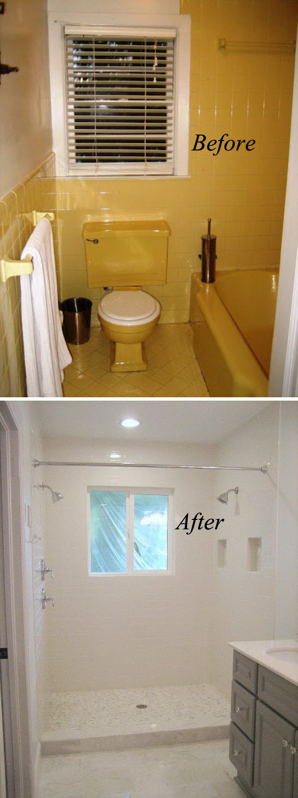 From Yellow to White Bathroom Renovation. 