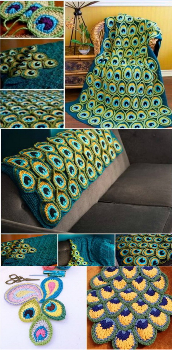 Crochet Peacock Blanket. 