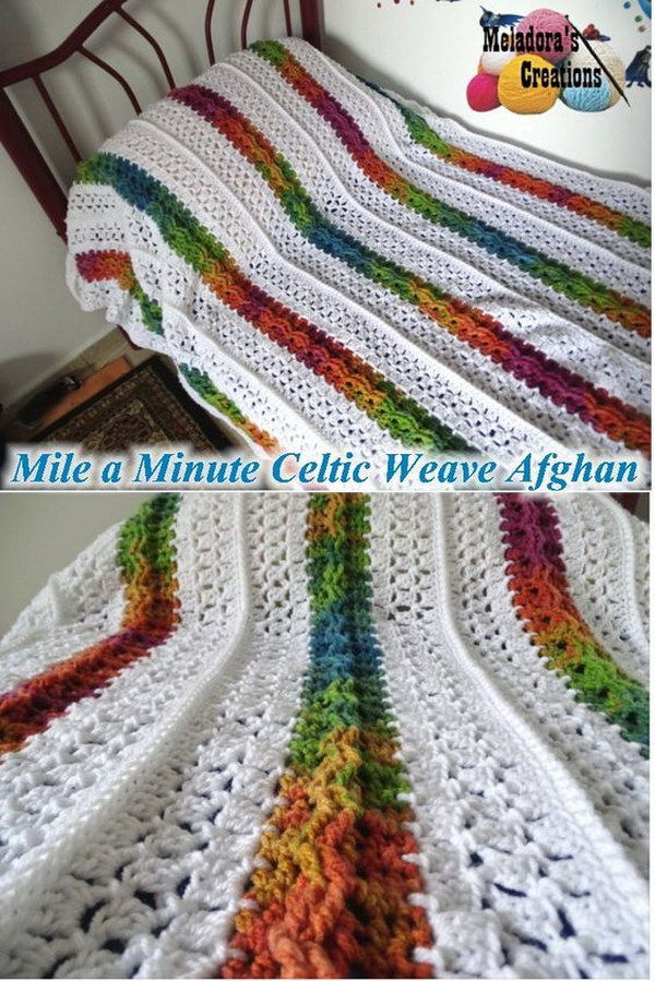 Celtic Weave Afghan Blanket. 