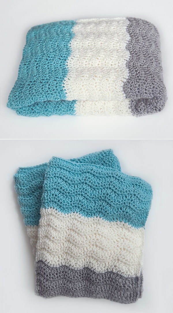 Free Chevron Baby Blanket Crochet Pattern. 