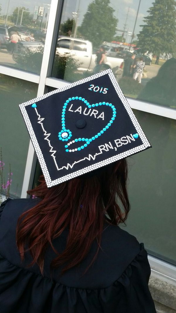 Decorated Nursing Graduation Cap. 