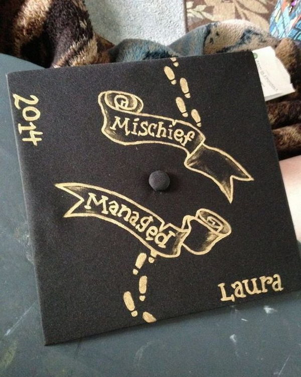 Harry Potter Mischief Managed Graduation Cap. 