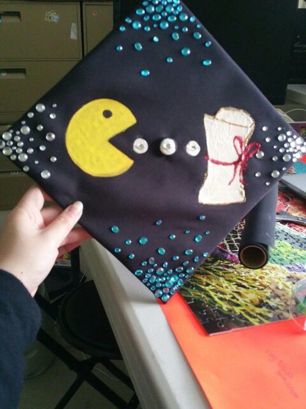 Rhinestoned Ms. Pacman cap. 