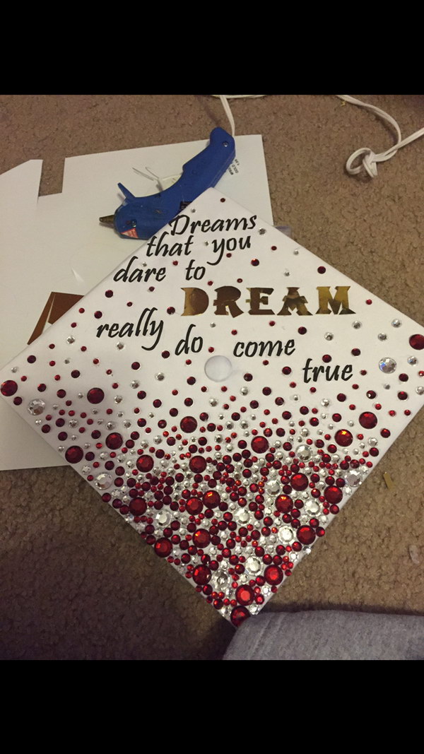 Rhinestone Graduation Cap With Wizard of OZ Quote. 