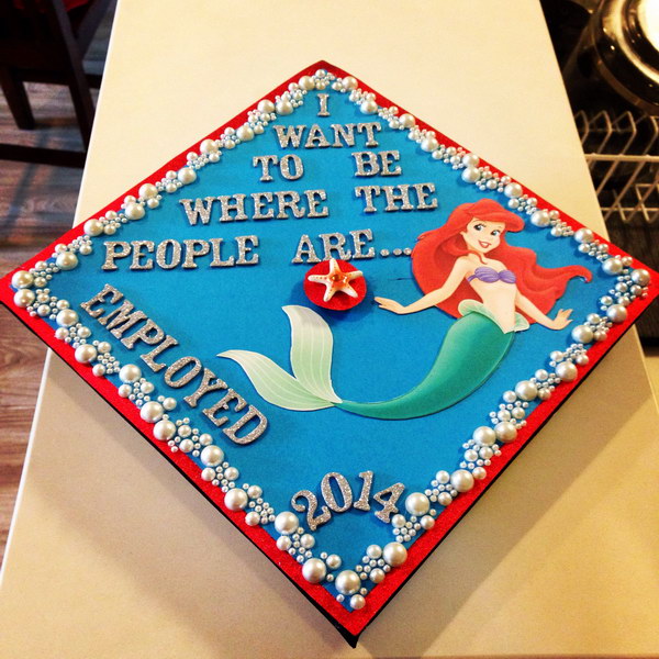 Beautiful Disney Princess Graduation Cap. 